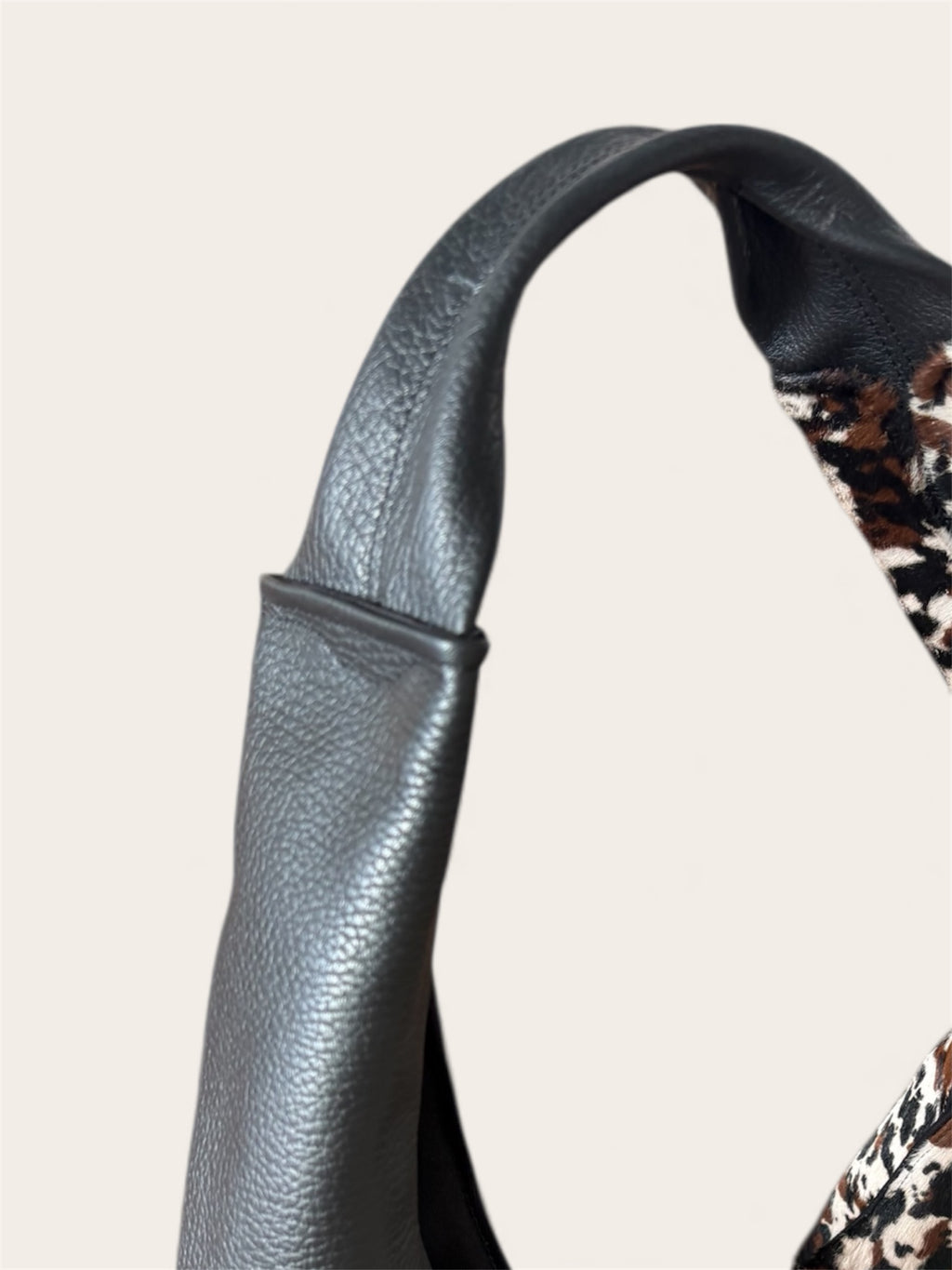 Borsa "Reborn" pelle nera & cavallino muccato