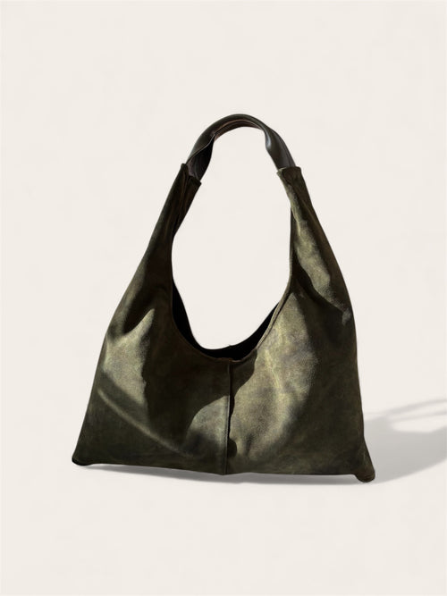 Borsa "Reborn" camoscio verde