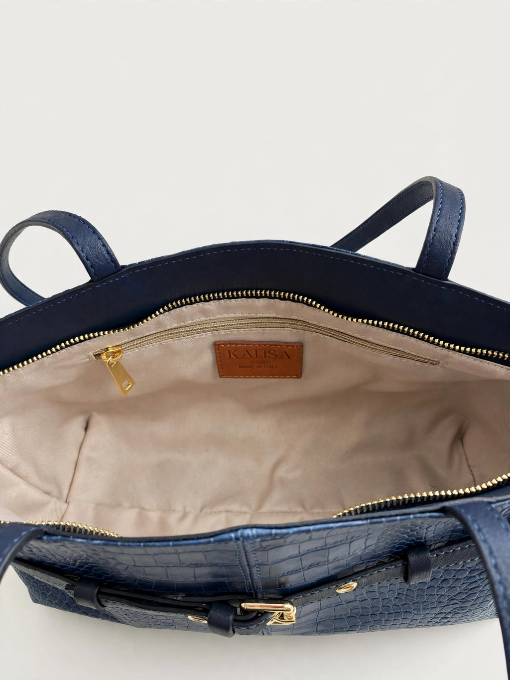 Borsa Reborn Nouvelle - Pelle stampa coccodrillo blu
