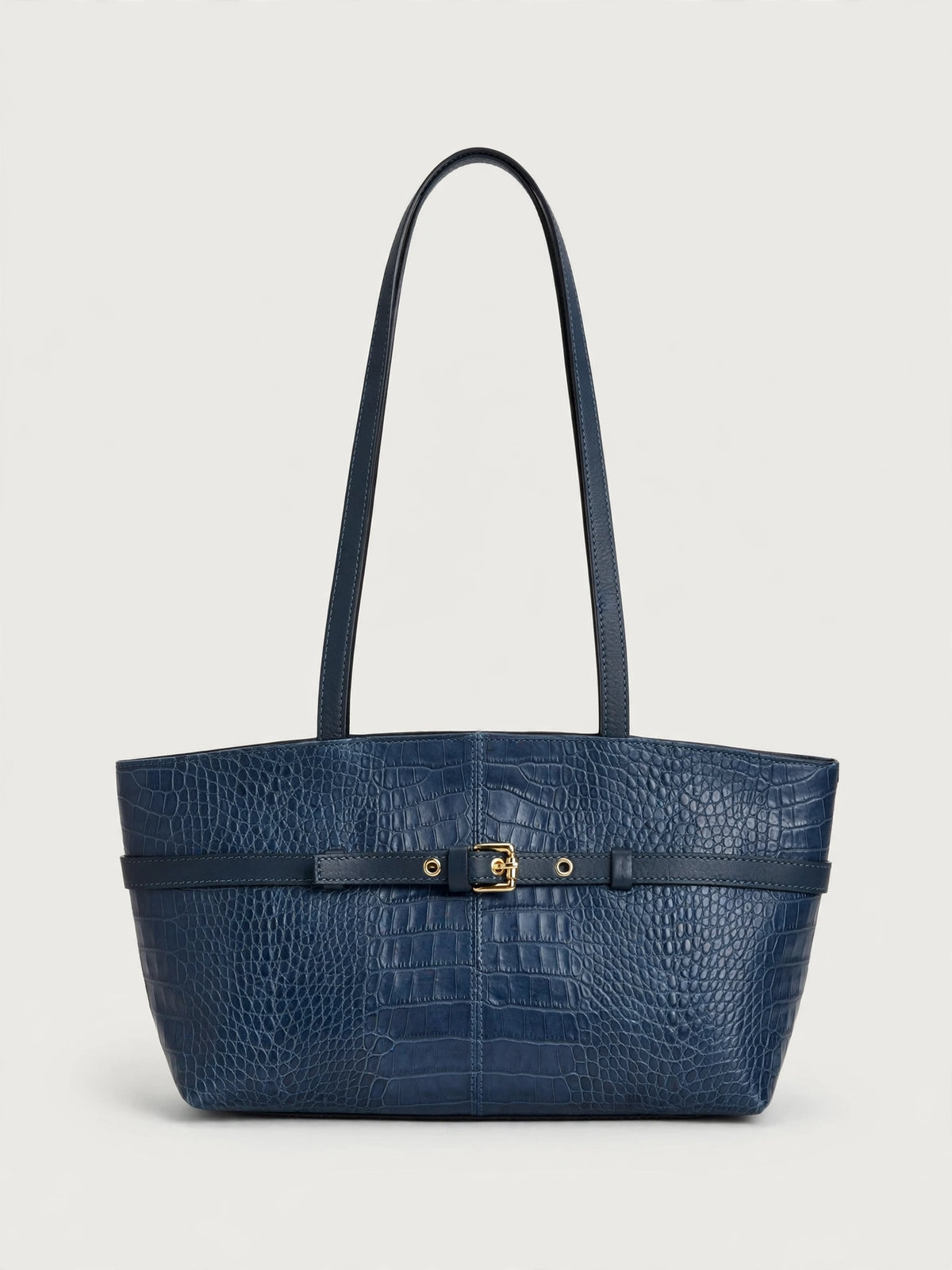 Borsa Reborn Nouvelle - Pelle stampa coccodrillo blu