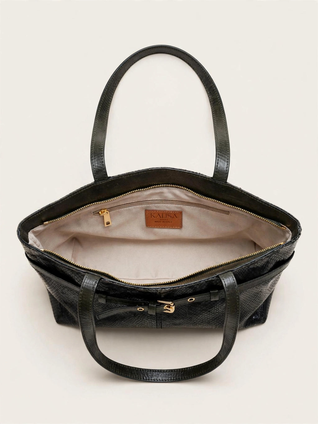 Borsa Reborn Nouvelle - Pelle pitonata verde