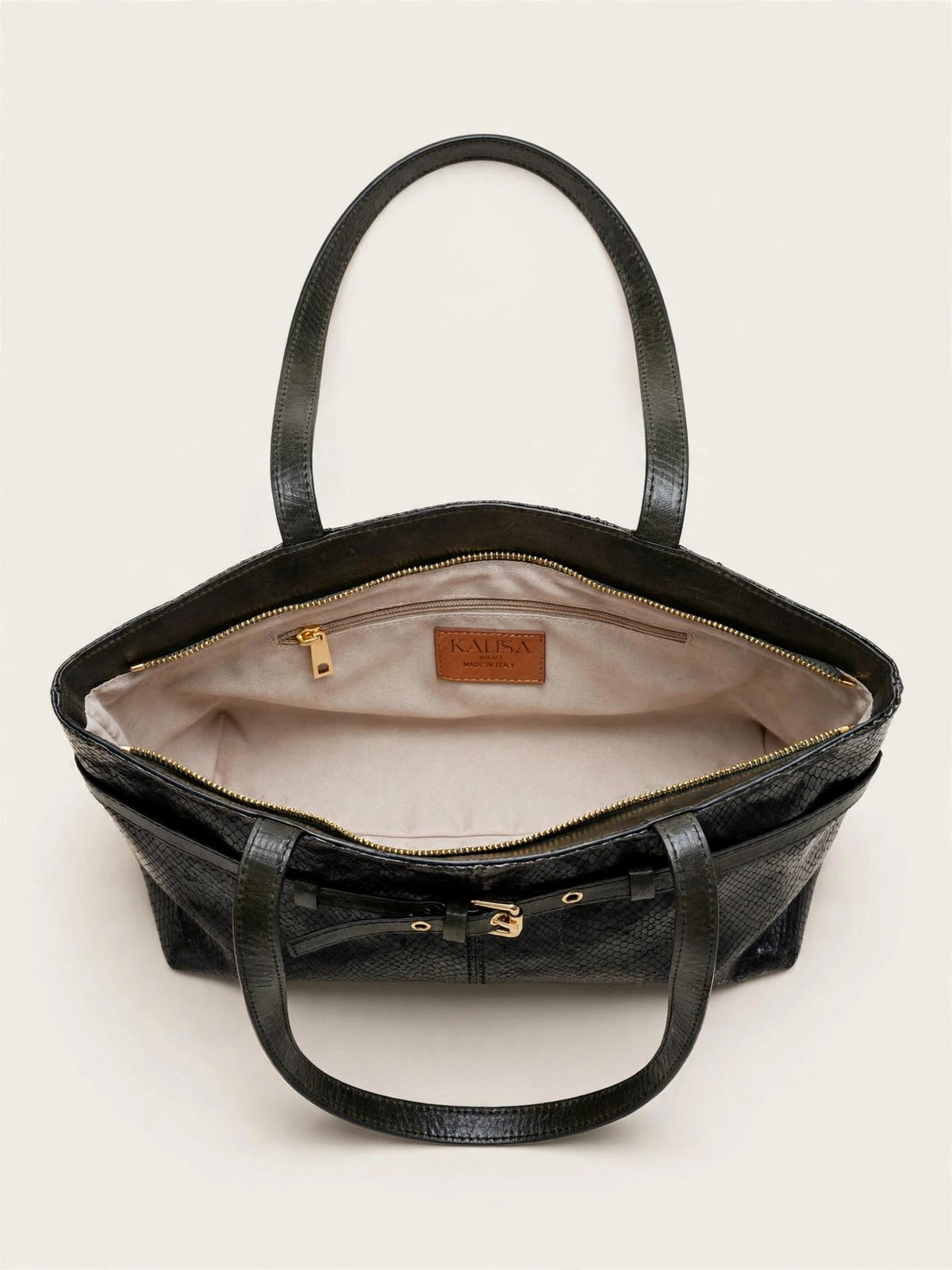Borsa Reborn Nouvelle - Pelle pitonata verde