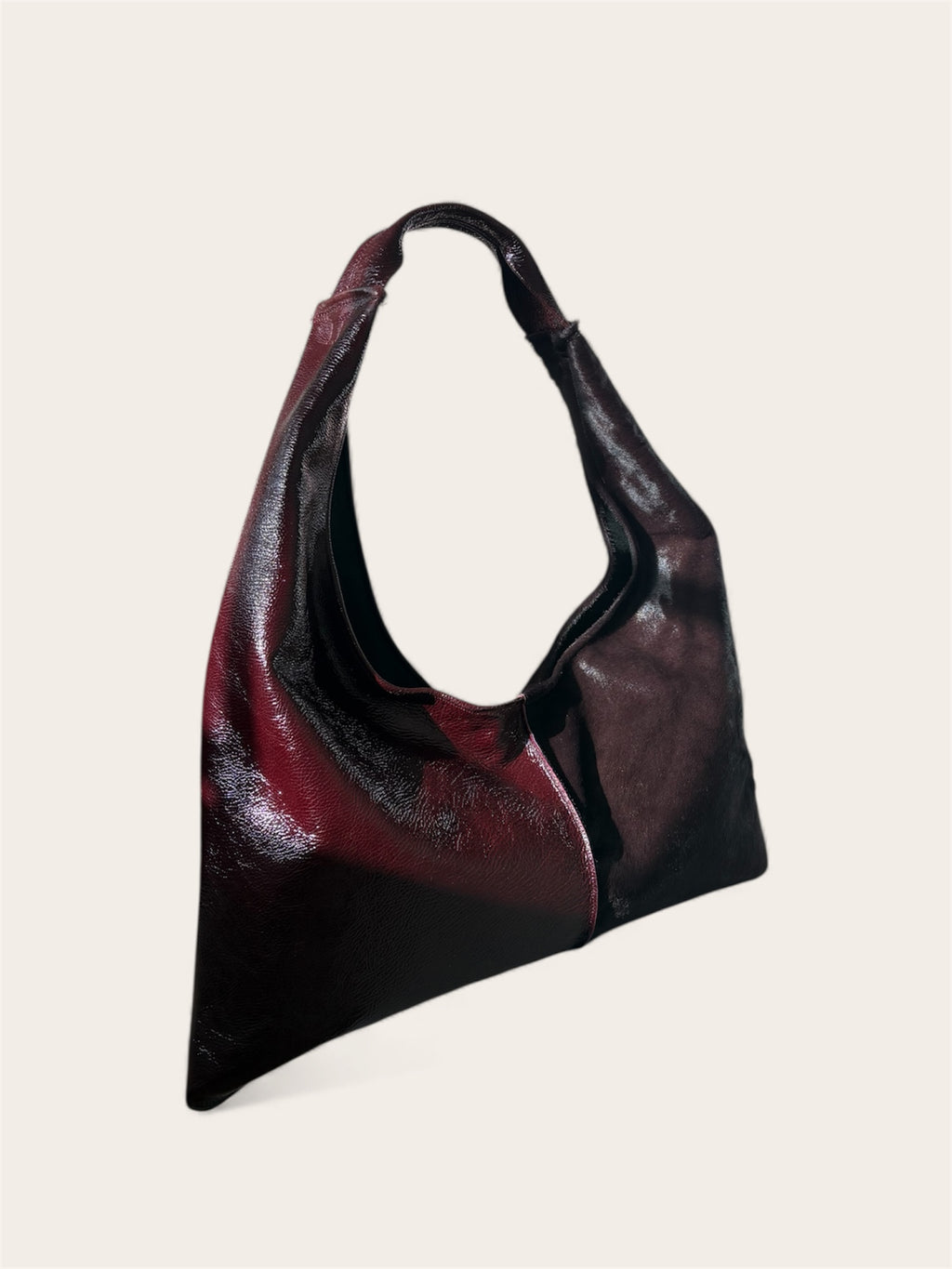 Borsa "Reborn" pelle lucida bordeaux & cavallino bordeaux