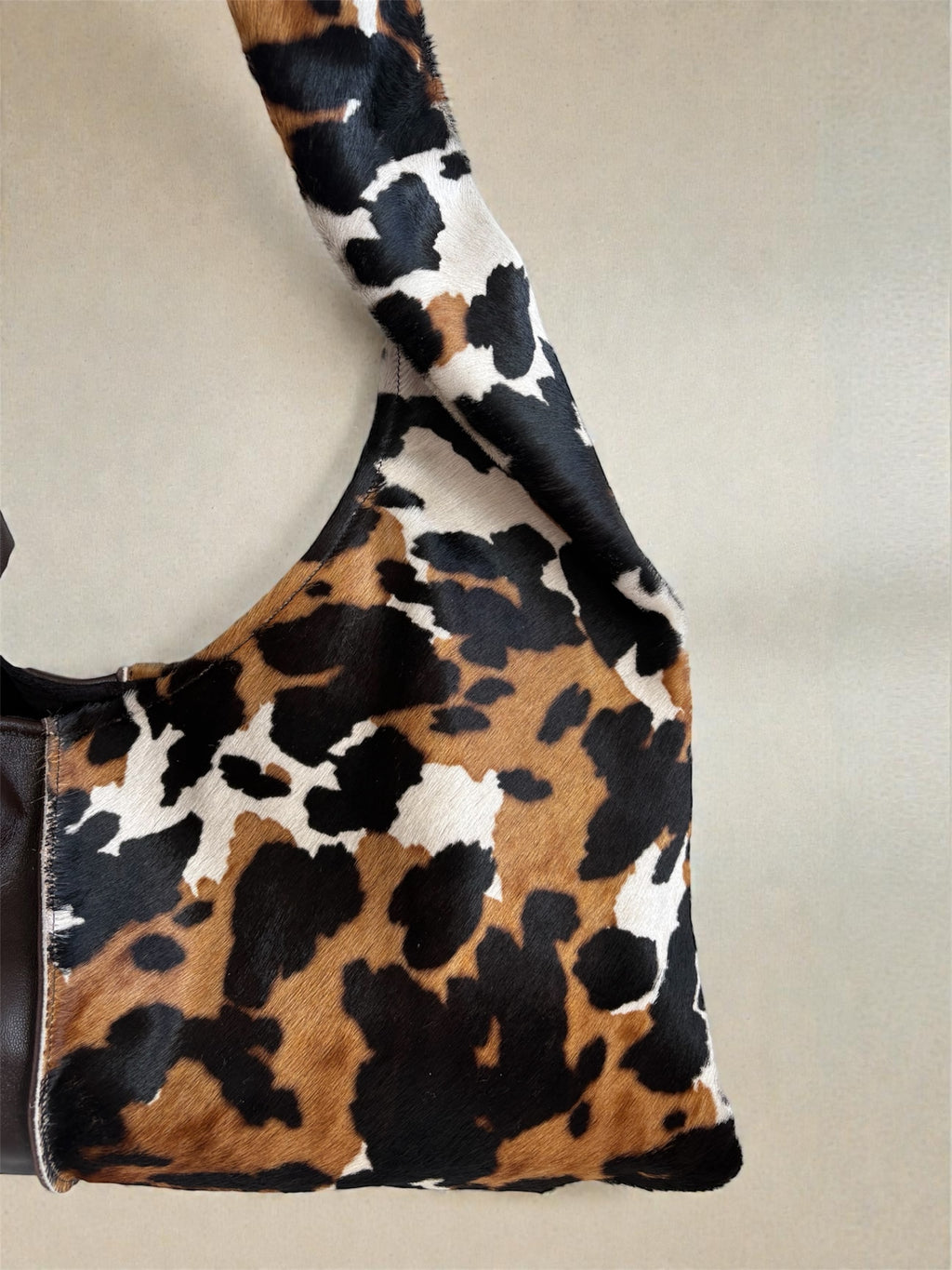 Borsa Reborn - pelle liscia testa di moro & cavallino muccato