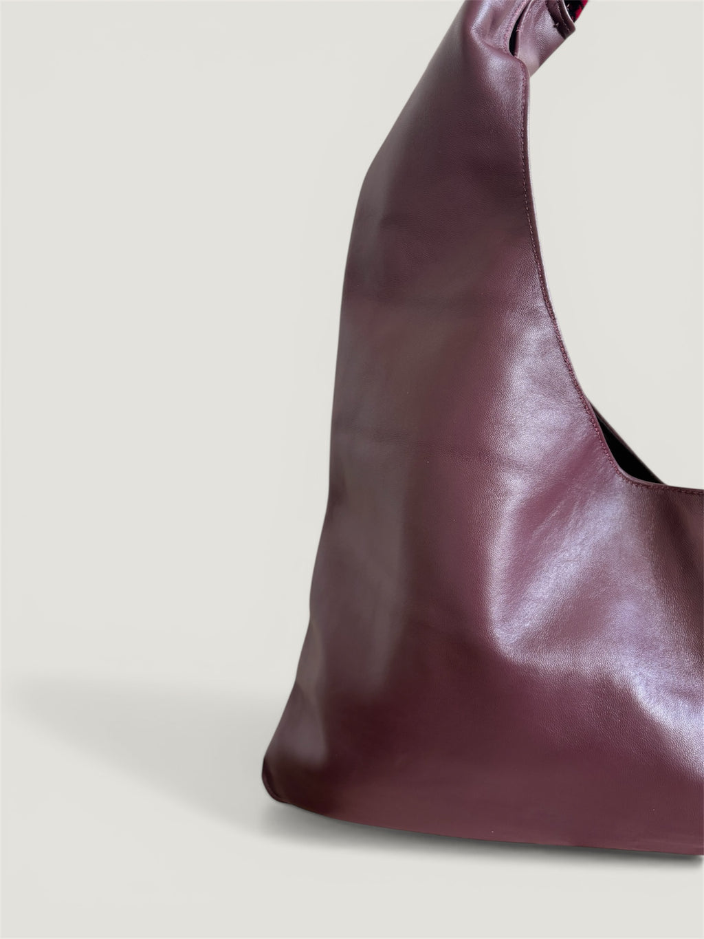Borsa Reborn - pelle bordeaux & velluto stampato Principe di Galles