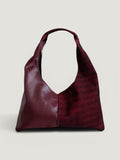 Borsa Reborn - pelle bordeaux & velluto stampato Principe di Galles
