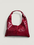 Borsa Reborn - interamente in pelle rossa stampa pitonata