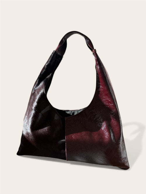 Borsa "Reborn" pelle lucida bordeaux & cavallino bordeaux