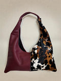 Borsa Reborn - pelle bordeaux martellata & cavallino muccato