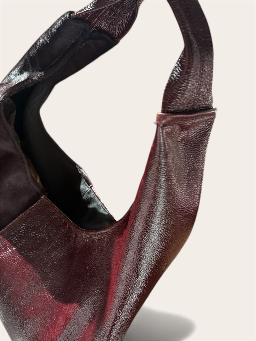 Borsa "Reborn" pelle lucida bordeaux & cavallino bordeaux