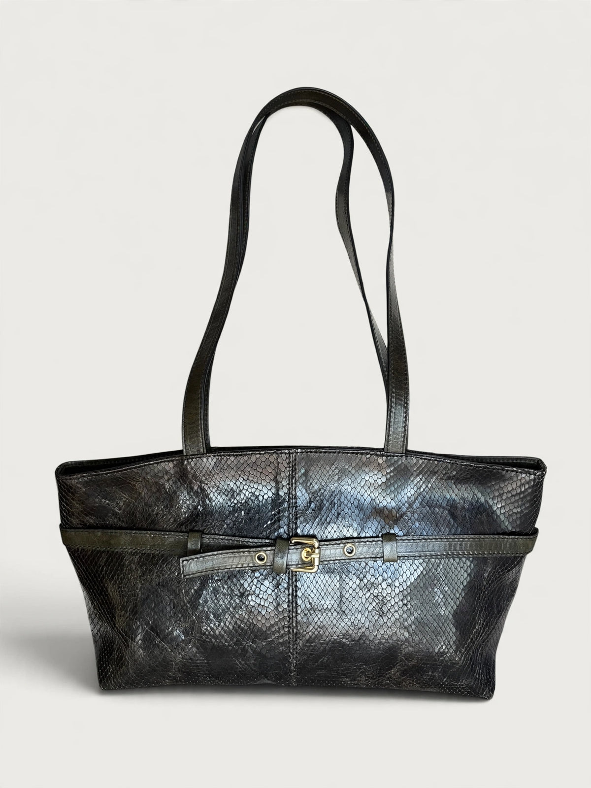 Borsa Reborn Nouvelle - Pelle pitonata verde