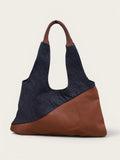 Borsa Reborn - Denim & pelle marrone