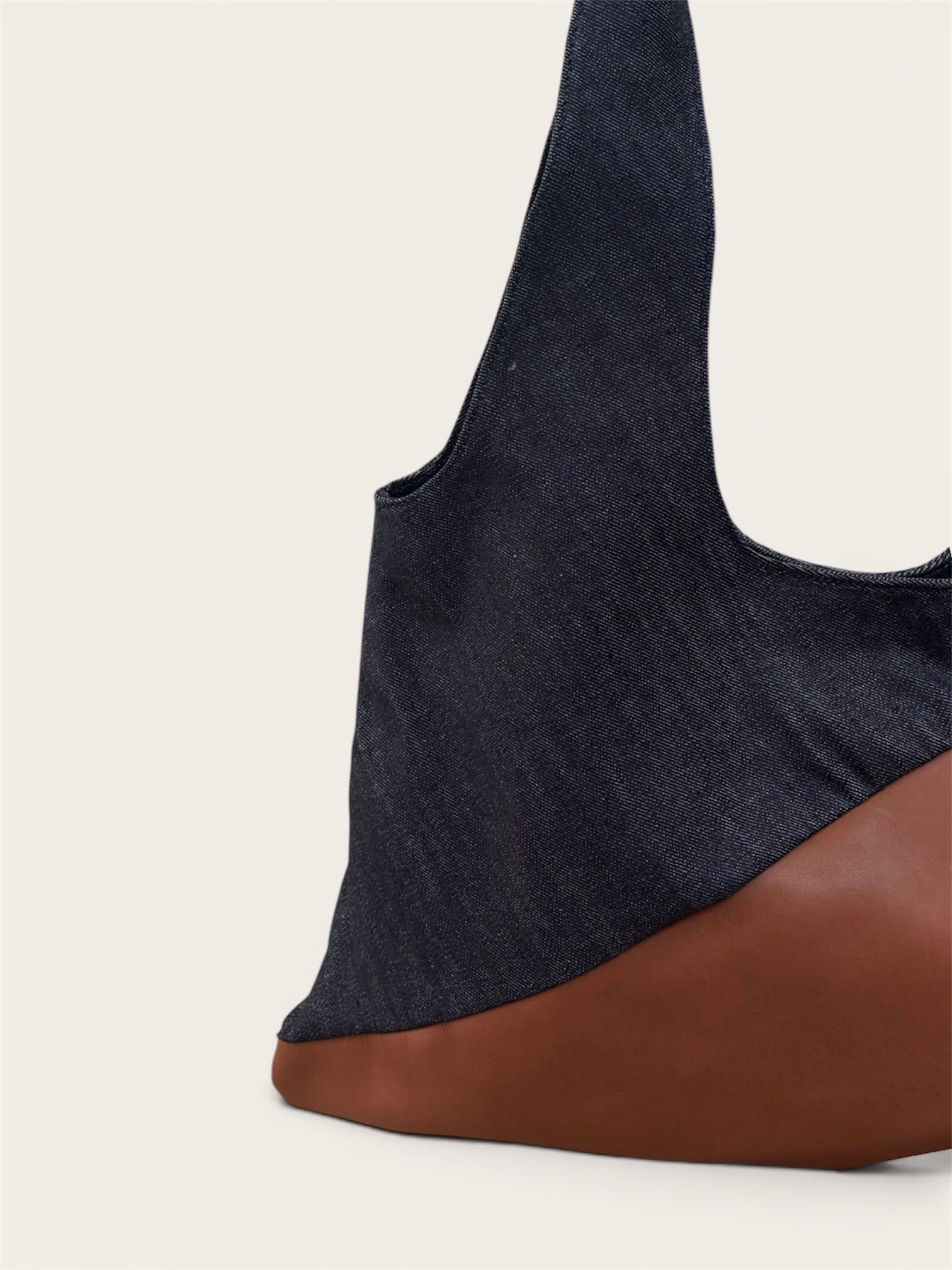 Borsa Reborn - Denim & pelle marrone