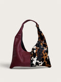 Borsa Reborn - pelle bordeaux martellata & cavallino muccato