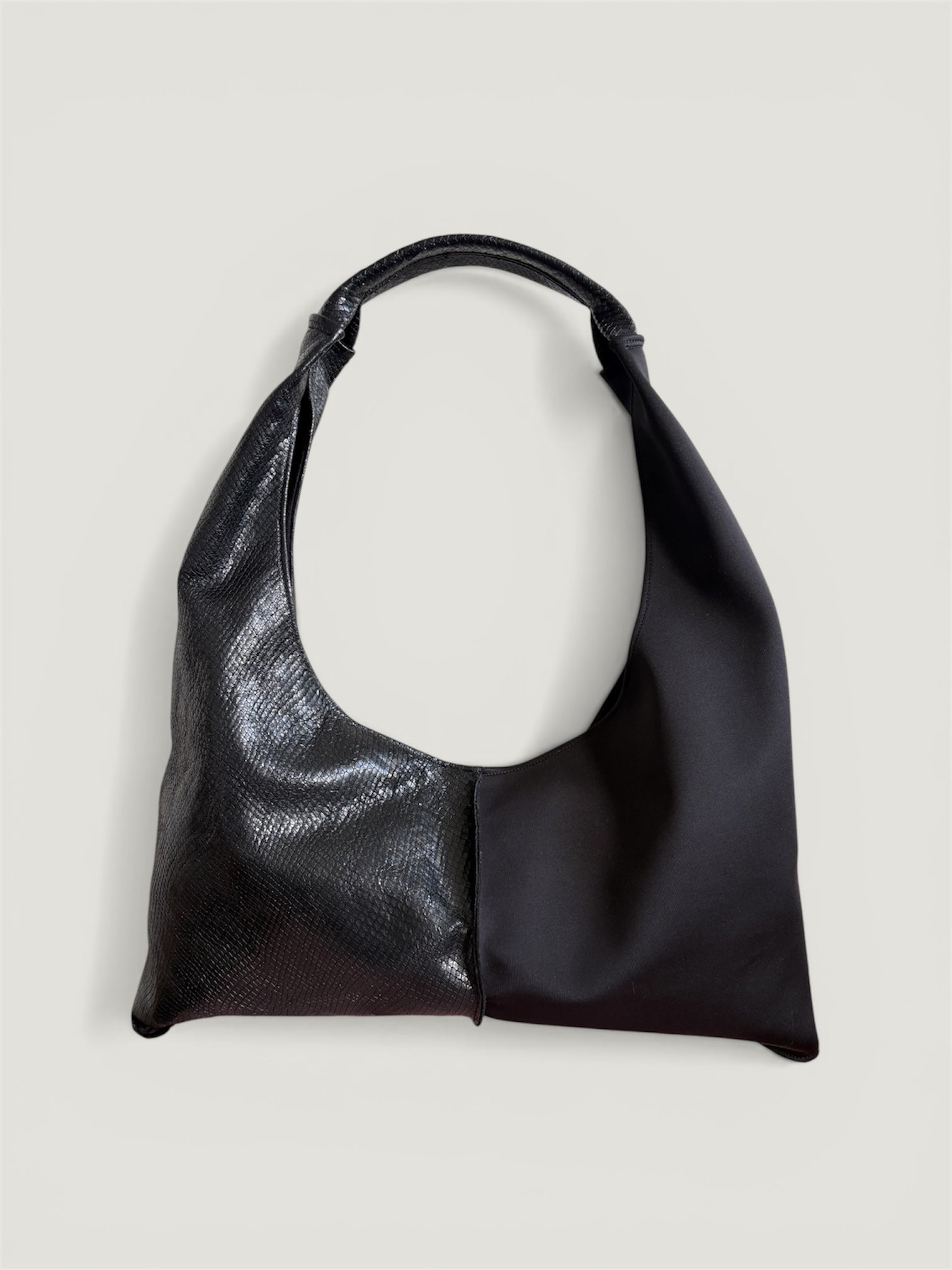 Borsa Reborn - pelle stampa pitonata & tessuto scuba