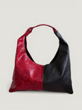 Borsa Reborn - pelle nera & pelle stampa pitonata rossa