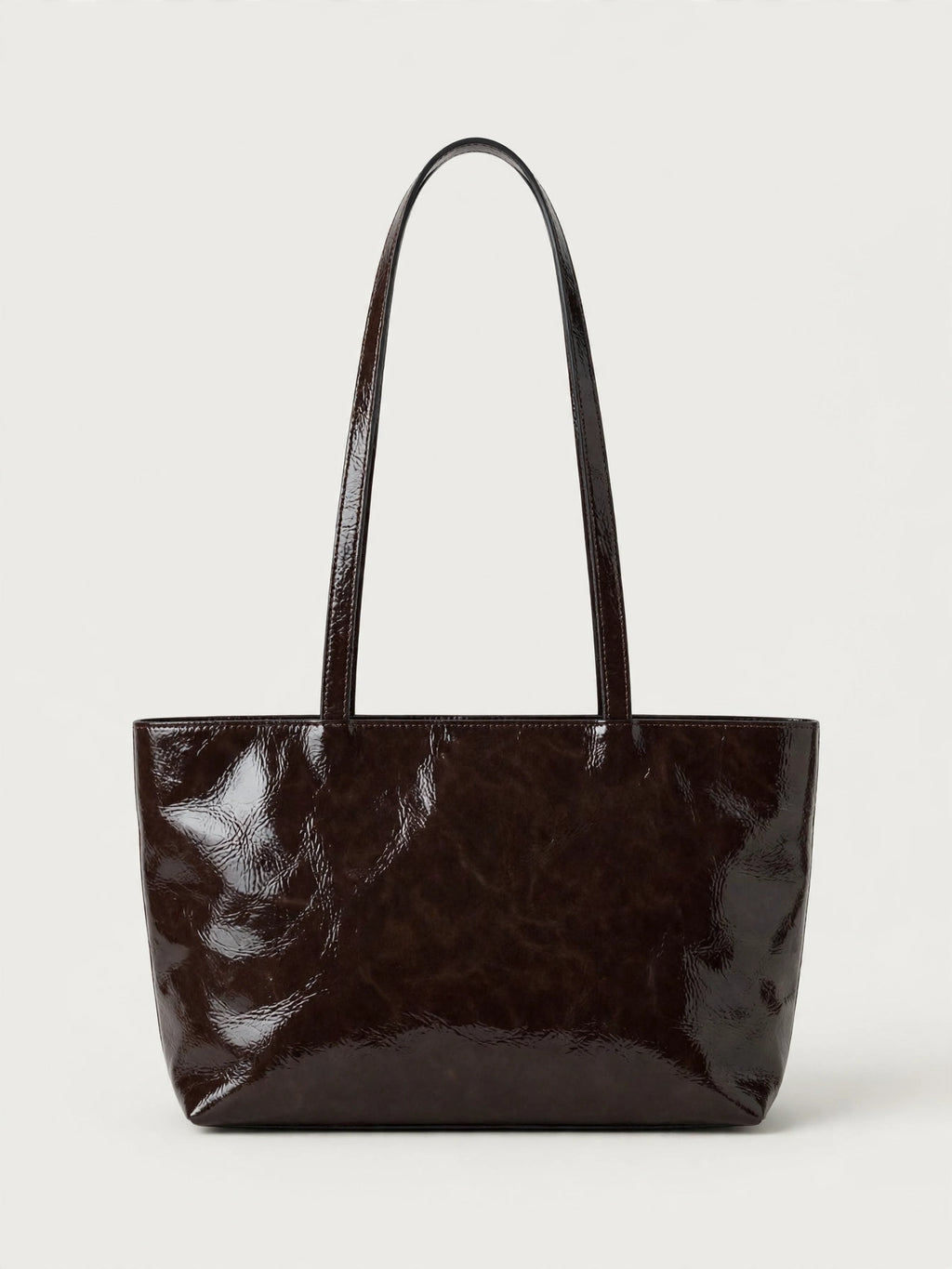 Borsa Reborn Nouvelle - Pelle verniciata marrone
