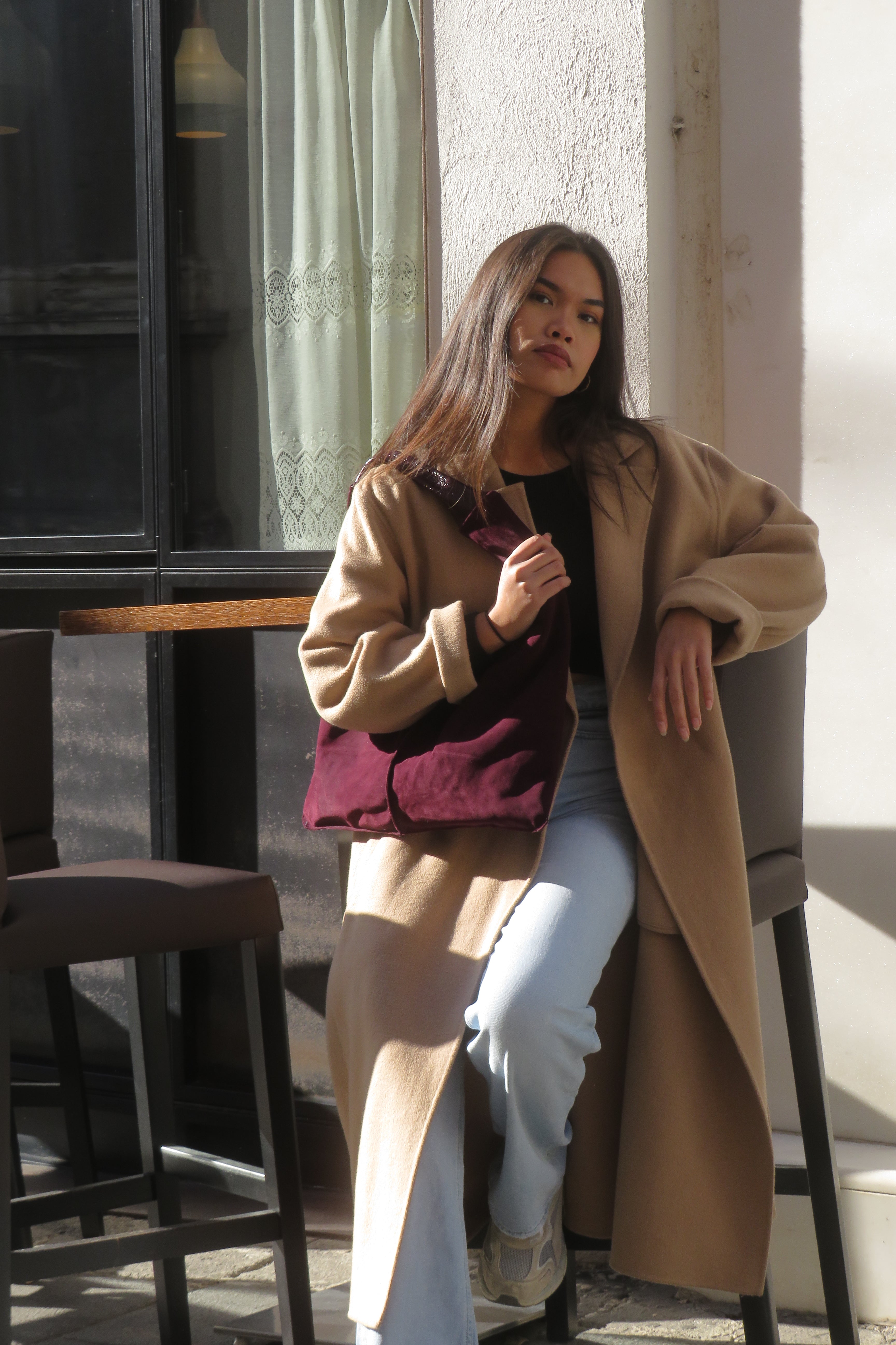 Borsa "Reborn" camoscio bordeaux