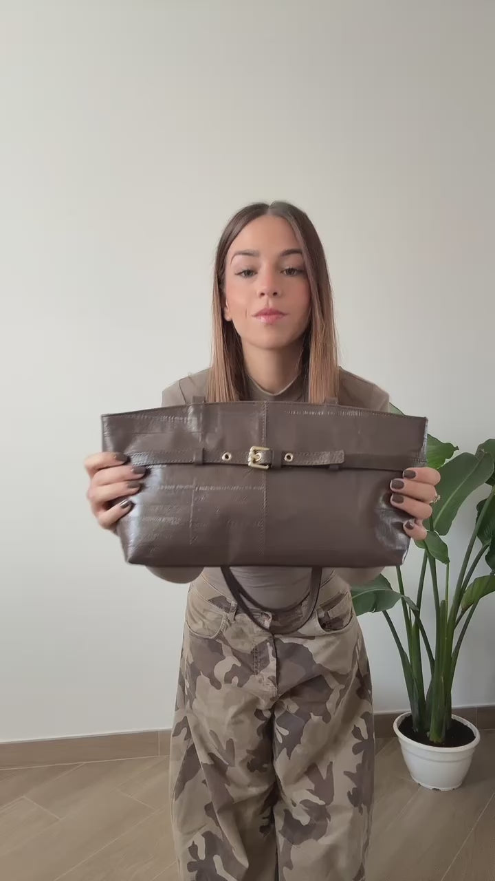 Borsa Reborn Nouvelle - Pelle stampa anguilla